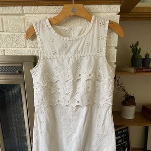 J Crew Eyelet MIDI Dress Off- white SZ S